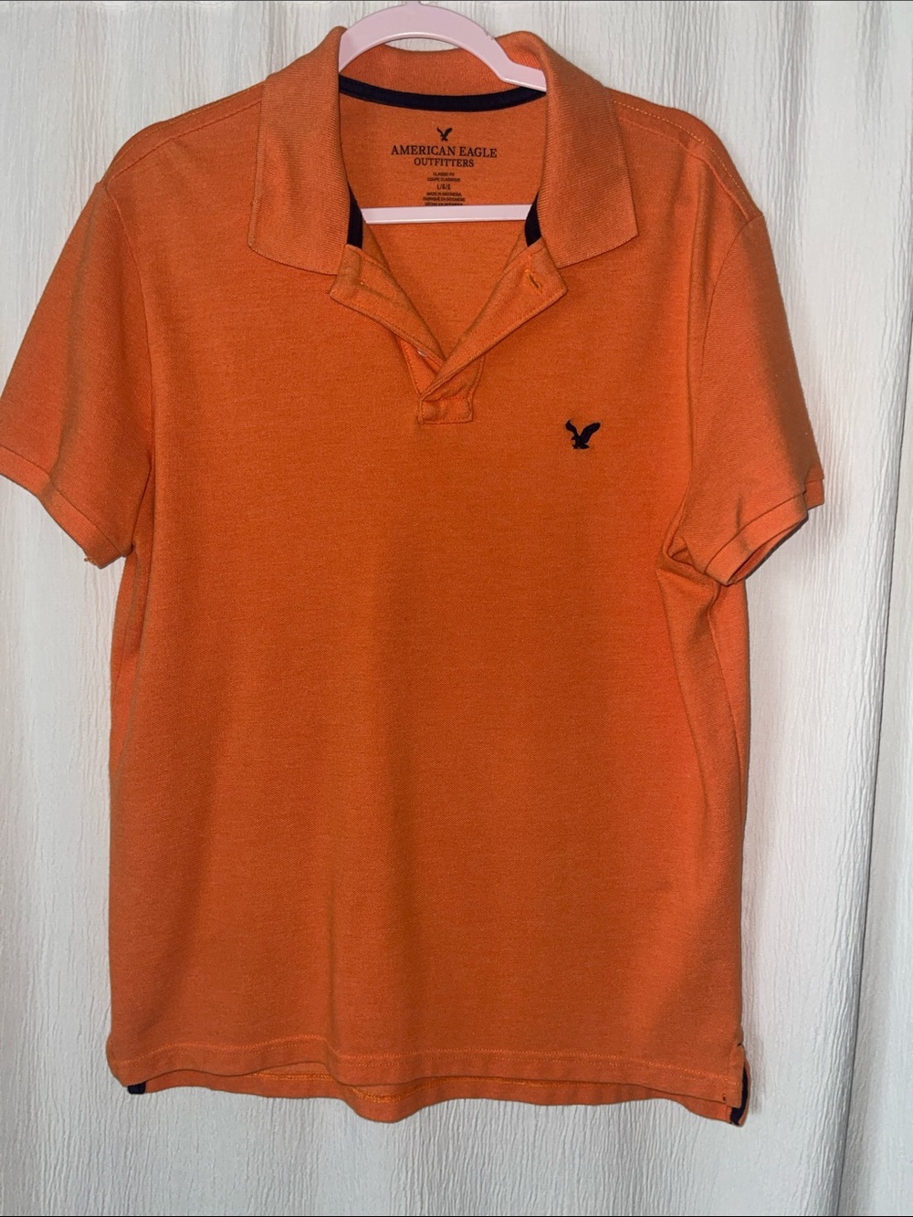 American Eagle Outfitters Men’s Bright Orange Polo with Contrast Logo